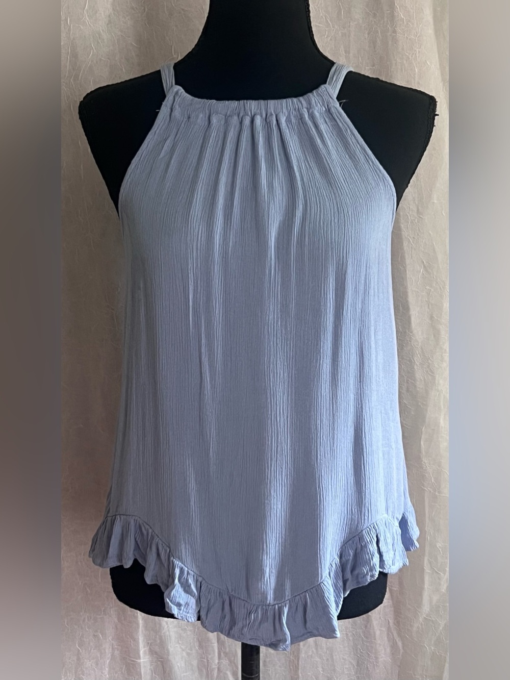 Maurices Light Blue Ruffle-Hem Halter Cami